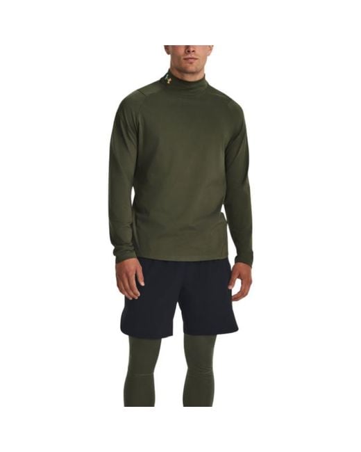 Under Armour Green Rush Coldgear Mock Long Sleeve T-Shirt for men