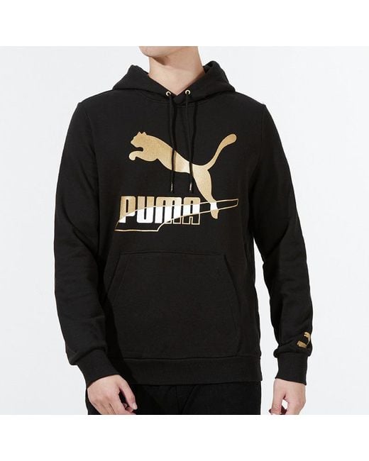 PUMA Black Sports Running Casual Loose Hooded Pullover Long Sleeves for men