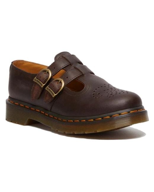 Dr. Martens Brown (Wmns) 8065 Crazy Horse Leather Mary Jane Shoes 'Dark'
