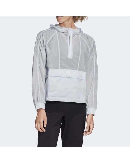 Adidas Blue (Wmns) Athletics Cropped Wind.Rdy Windbreaker Jacket Asia Sizing