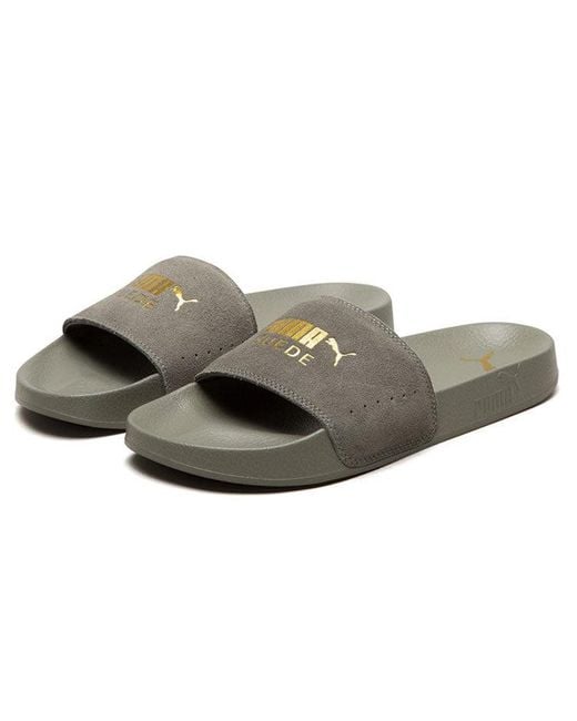 PUMA Gray Leadcat Suede Slippers for men