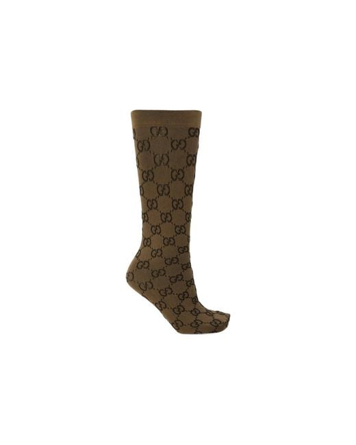 Gucci Brown (Wmns) Gg Pattern Socks Dark'