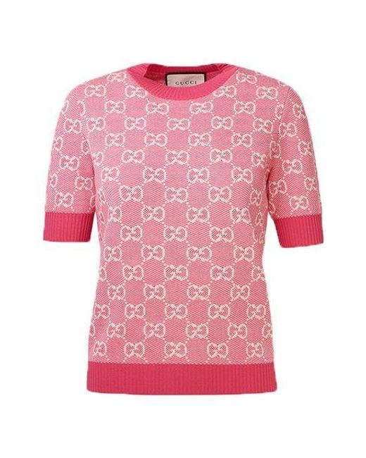 Gucci Pink (Wmns) Gg Wool-Blend Pearl Cotton Sweater For