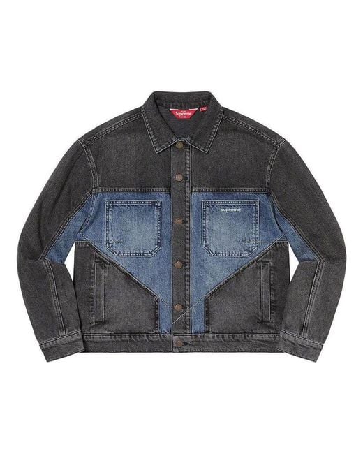 Supreme Gray 2-Tone Paneled Denim Jacket for men