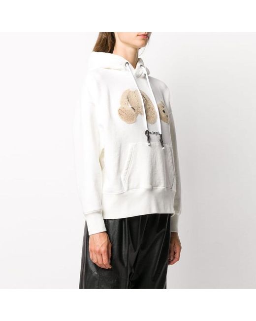 Palm Angels White (Wmns) Broken Bear Cotton Hoodie