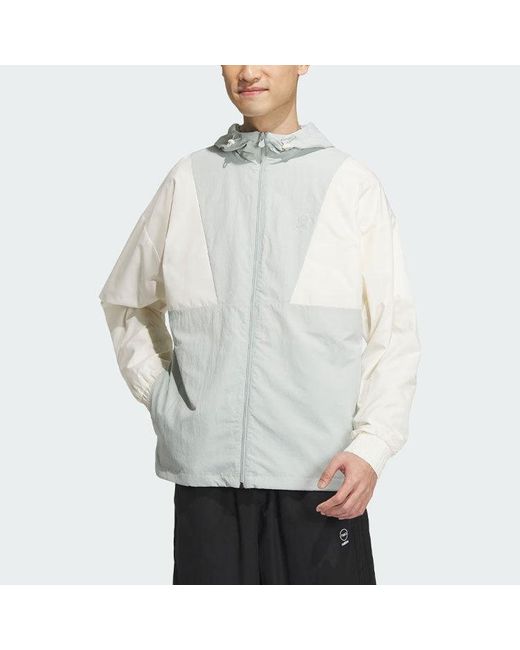 Adidas White Neo Essentials Windbreaker Jackets for men
