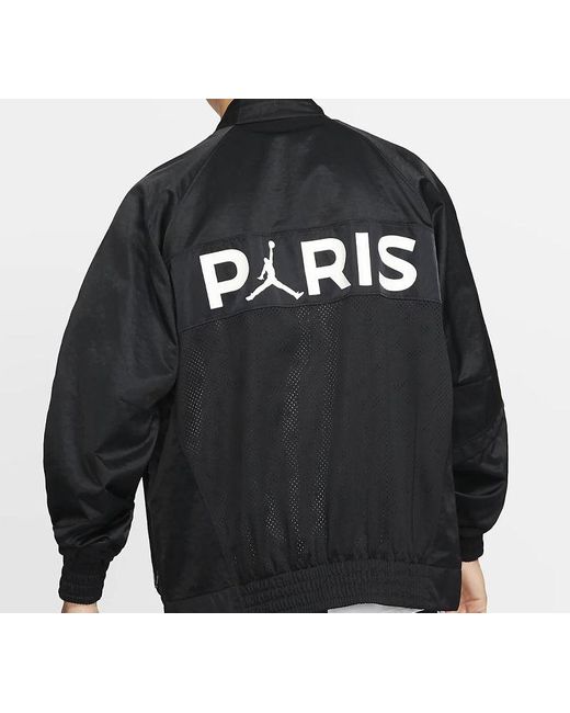 Nike Black X Psg Crossover Alphabet Printing Long Sleeves Zipper Jacket for men