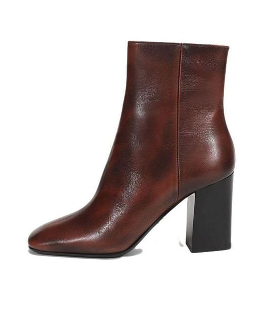Prada Brown (Wmns) Leather Square Toe Ankle Pumps
