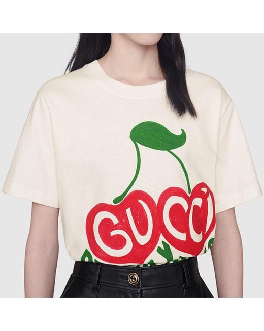 Gucci White Beverly Hills Cherry T-shirt