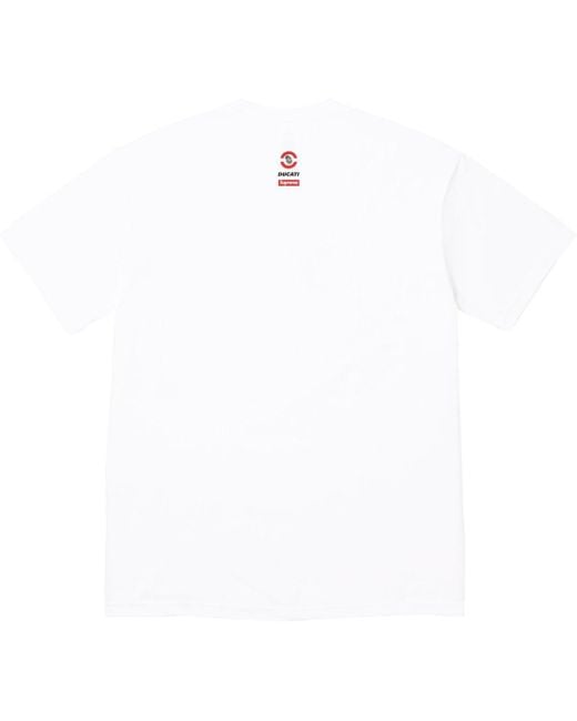 Supreme White X Ducati Bike T-Shirt for men