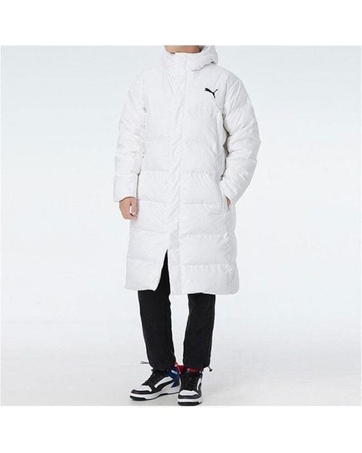 PUMA White Long Oversized Down Jacket for men