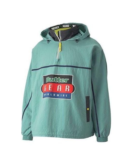 PUMA Green X Butter Goods Lightweight Pop Over Top Half Zip Hoodie for men
