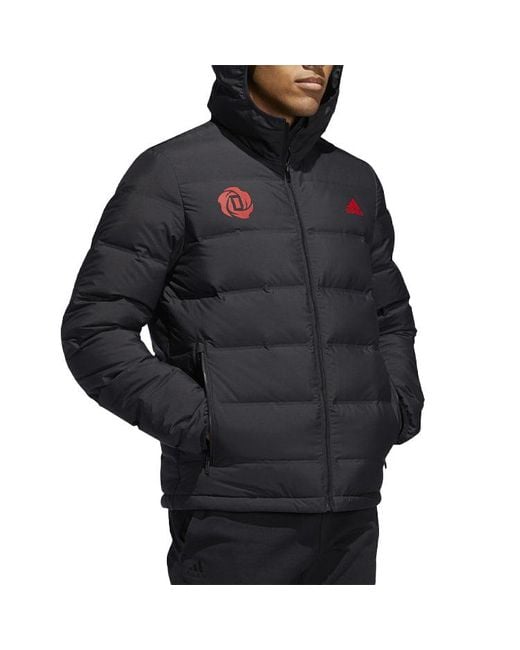 Adidas Blue Casual Printing Hooded Stay Warm Windproof Sports Down Jacket for men