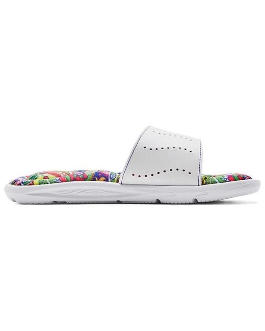 Under Armour White (Wmns) Ignite 6 Graphic Footbed Slide Blitz'