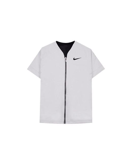 Nike Blue Lab Nrg Fog Baseball Top Zipper Double Sided Baseball Uniform Short Sleeve Jacket Camouflage for men