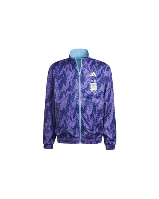 Adidas Blue Argentina Anthem Jacket Sports Soccer Running Top for men