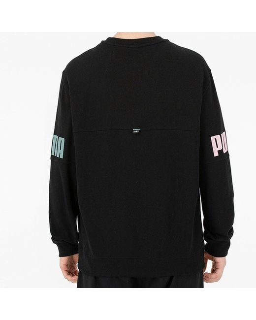 PUMA Blue Casual Round Neck Pullover Printing Long Sleeves for men