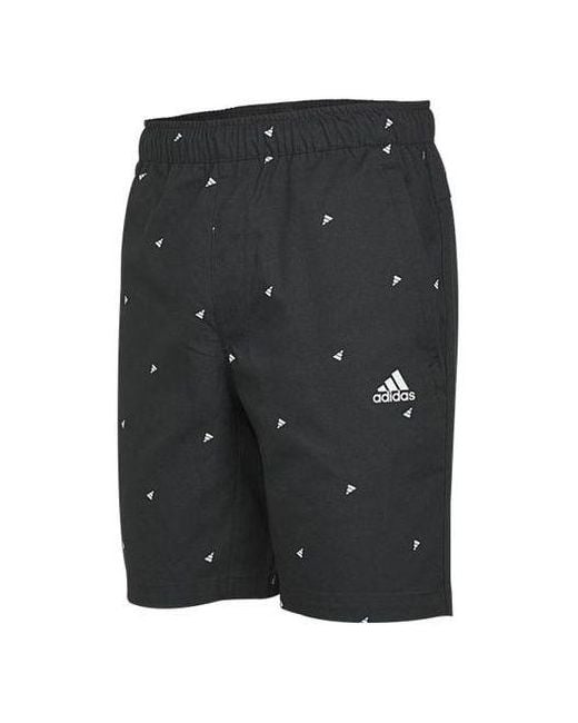 Adidas Black Fi Short Aop Logo Printing Athleisure Casual Sports Shorts for men