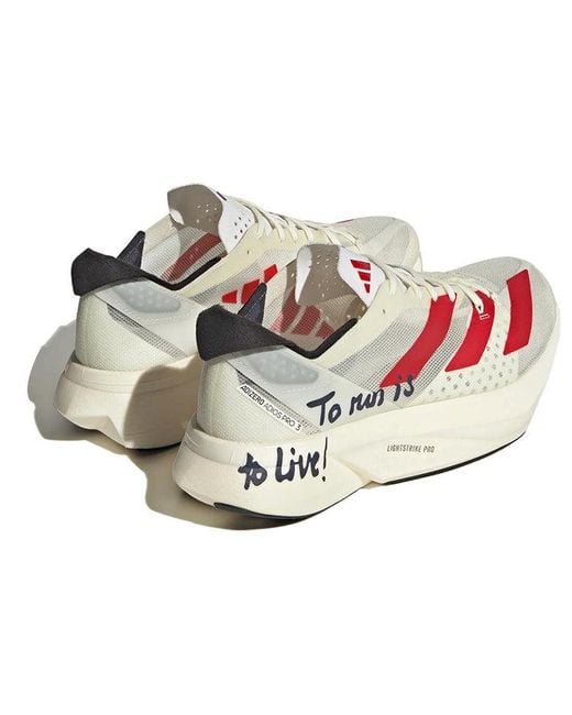 Adidas White Adizero Pro 3.0 'To Run Is To Live' for men