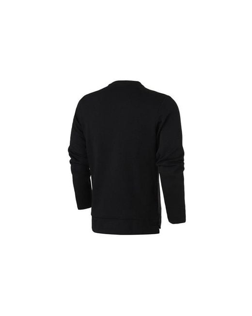 Adidas Black Wj Crew Sroty Printing Pattern Sports Round Neck Pullover for men