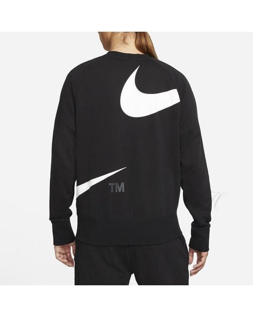 Nike Blue Swoosh Ft Crew Large Logo Printing Knit Round Neck Pullover Autumn for men