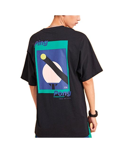 Li-ning Black Paris Fashion Week Printing Loose Tee for men