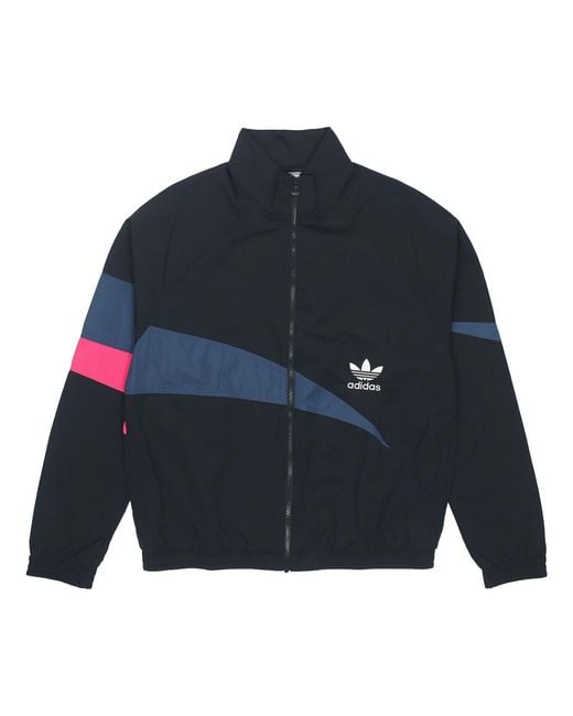 Adidas Blue Originals Ts Track Top Logo Printing Contrasting Colors Sports Jacket Autumn for men