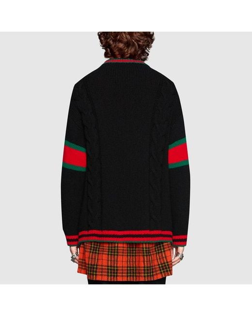 Gucci Black Cable Knit Oversize Cardigan for men