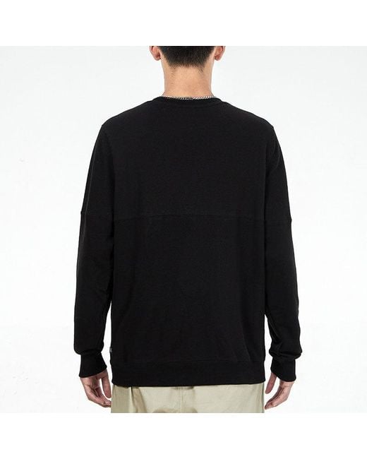 PUMA Black Solid Color Logo Sports Round Neck Pullover for men