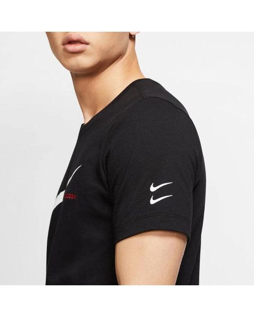 Nike Black Sportswear Large Logo Printing Casual Sports Short Sleeve for men