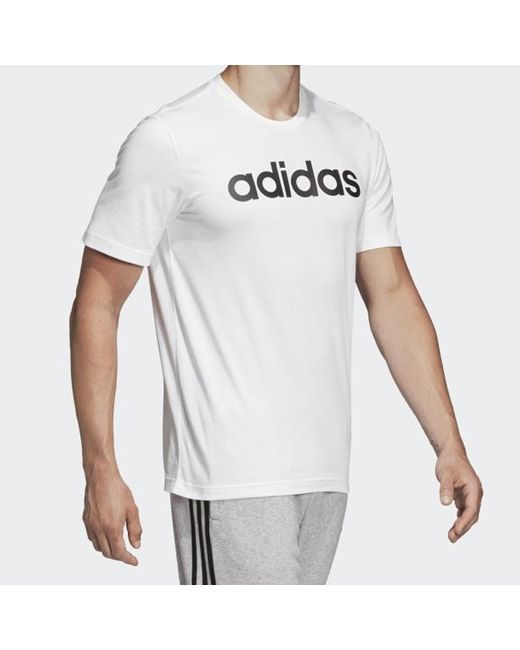 Adidas White Letter Logo Applique Sports Short-Sleeve Tee for men