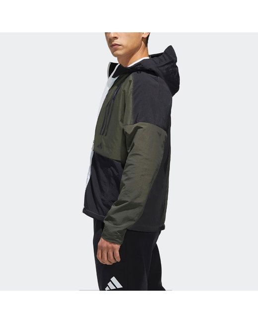 Adidas Blue O2 Wb Cb Fleece Lined Logo Casual Sports Hooded Jacket for men