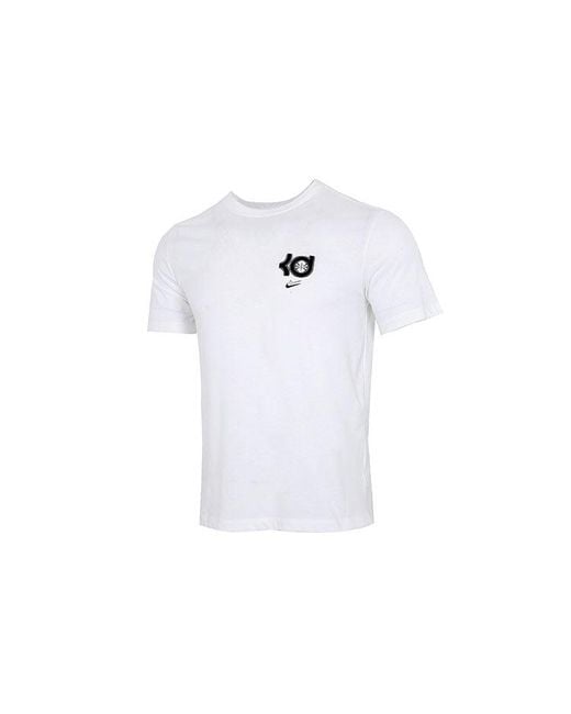 Nike White Dri-Fit Kd Durant Printing Sports Round Neck Basketball Short Sleeve for men