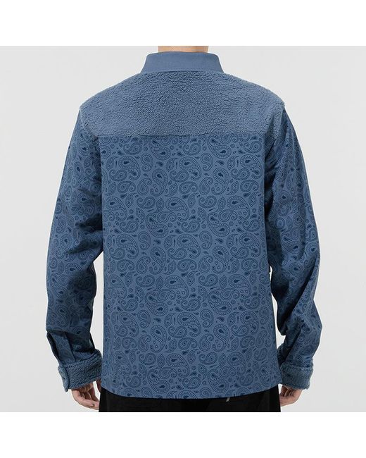 PUMA Blue Paisley Woven Shirt Cashew Pattern Multiple Pockets Jacket for men