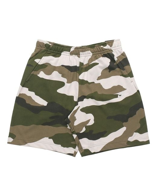 Nike Green Sportswear Club French Terry Camouflage Shorts for men