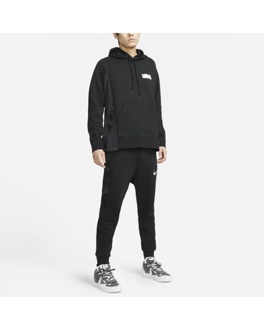Nike X Sacai Crossover Logo Printing Splicing Contrasting Colors Sports Asia Edition Black for men