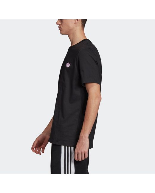 Adidas Black Originals Logo Ss Tee Solid Color Sports Round Neck Short Sleeve for men