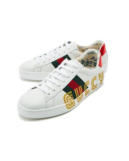 Gucci White Ace Low 'Guccy Print' for men
