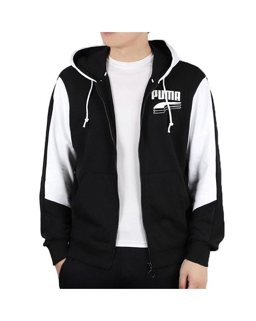 PUMA Blue Running Training Breathable Colorblock Knit Hooded Jacket for men
