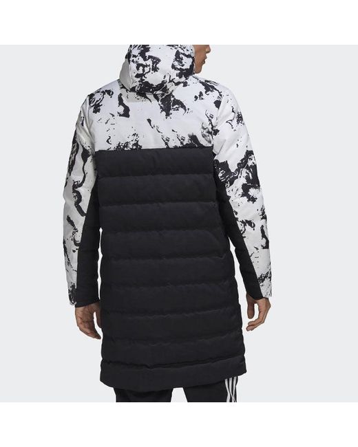 Adidas Black Juve Ssp Dwcoat Juventus Colorblock Soccer/Football Mid-Length Sports Hooded Down Jacket for men