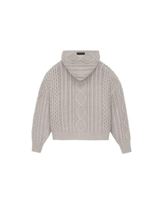 Fear Of God Gray Fw23 Cable Knit Hoodie Cloud' for men