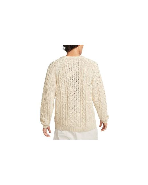 Nike Natural Solid Color Round Neck Knit Long Sleeves Wool Sweater Yellow for men