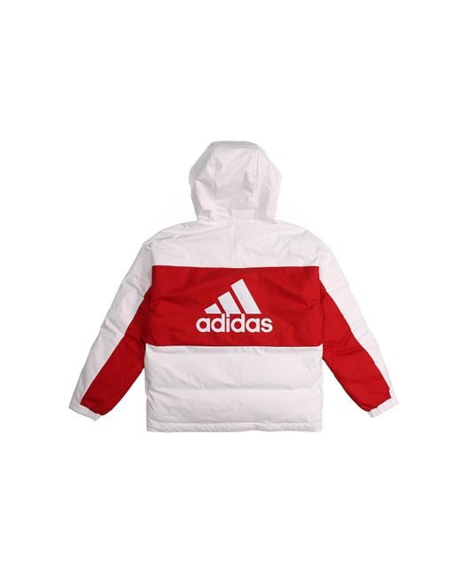 Adidas Red Sports Hooded Down Jacket for men