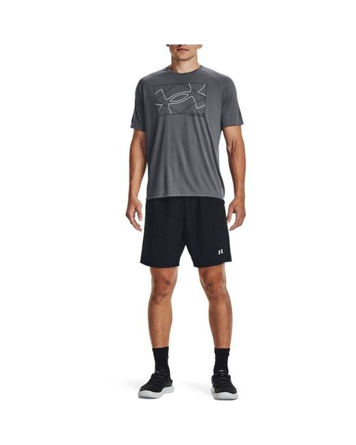 Under Armour Gray Velocity Logo Print Round Neck Training T-Shirt for men