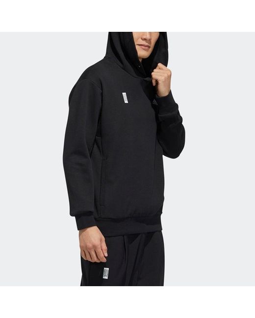 Adidas Black Wj Swt Hood Printing Sports Pullover for men