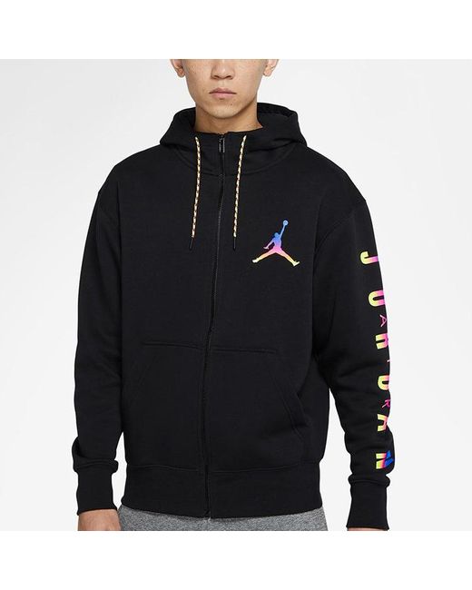 Nike Black Solid Color Athletic Fleece Lined Zipper Hooded Jacket for men