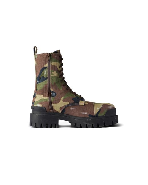 Balenciaga Green and Brown Camouflage Boots Balenciaga Strike 20mm Boots Camo Print  main image 4