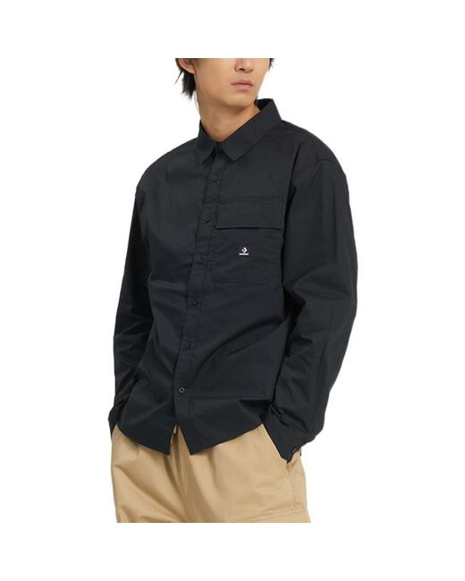 Converse Blue Woven Long Sleeve Button Down Shirt for men