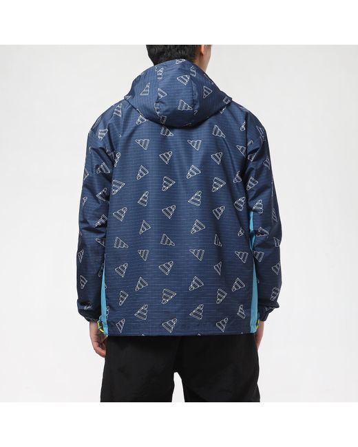 Adidas Blue Logo Print Hooded Jacket for men