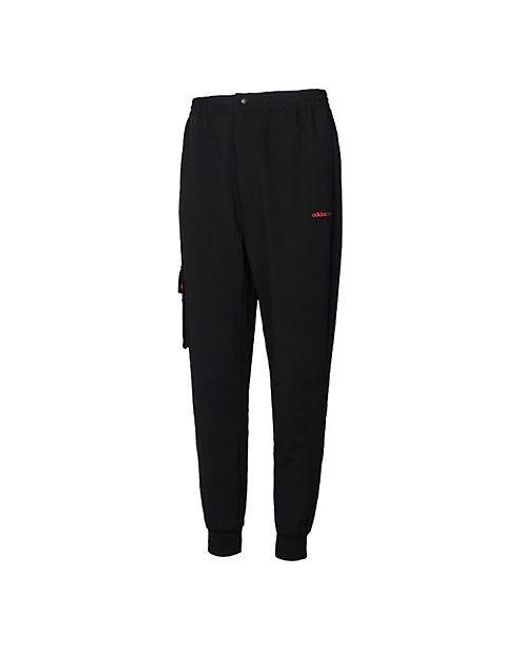 Adidas Black Neo Running Training Cozy Breathable Casual Woven Sports Pants for men